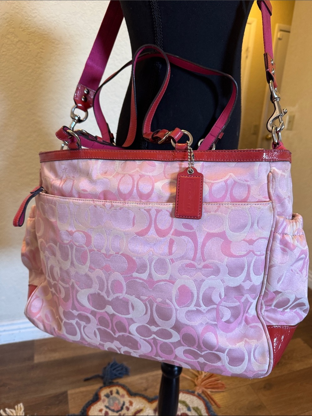 Coach y2k pink optic travel weekender bag with handtag - Picture 3 of 17